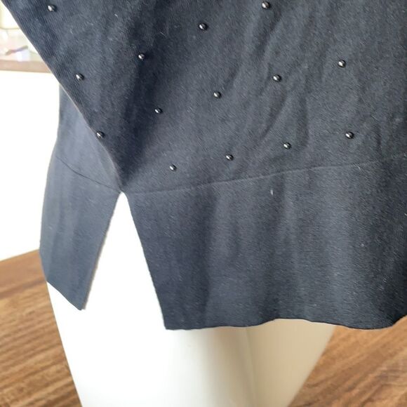 Akris punto 6 nwot studded v neck merino wool black sweater - Picture 6 of 15